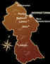 Map of Guyana, outlining major towns and cities.